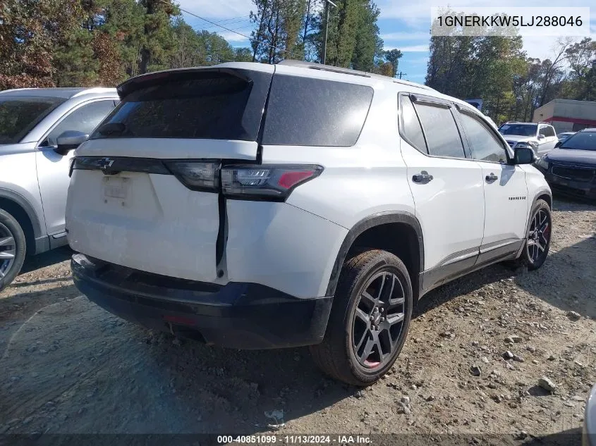 2020 Chevrolet Traverse Fwd Premier VIN: 1GNERKKW5LJ288046 Lot: 40851099