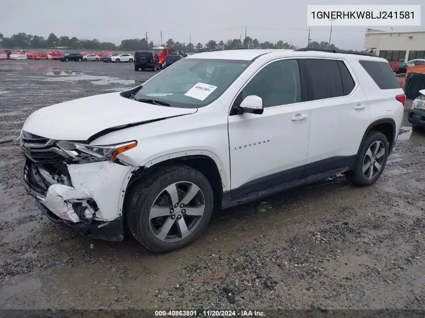 2020 Chevrolet Traverse Fwd Lt Leather VIN: 1GNERHKW8LJ241581 Lot: 40863801