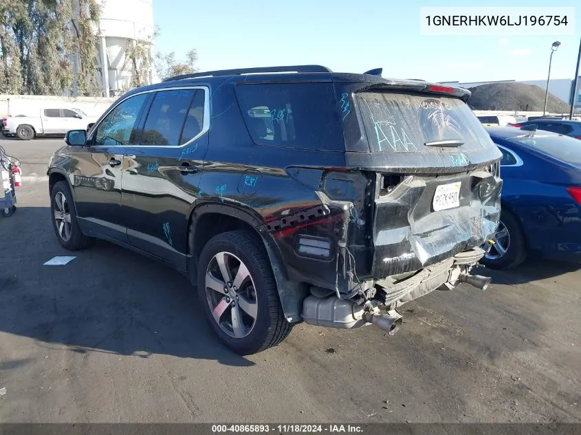 2020 Chevrolet Traverse Fwd Lt Leather VIN: 1GNERHKW6LJ196754 Lot: 40865893