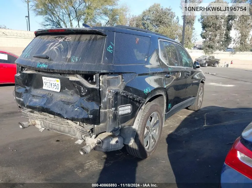 2020 Chevrolet Traverse Fwd Lt Leather VIN: 1GNERHKW6LJ196754 Lot: 40865893