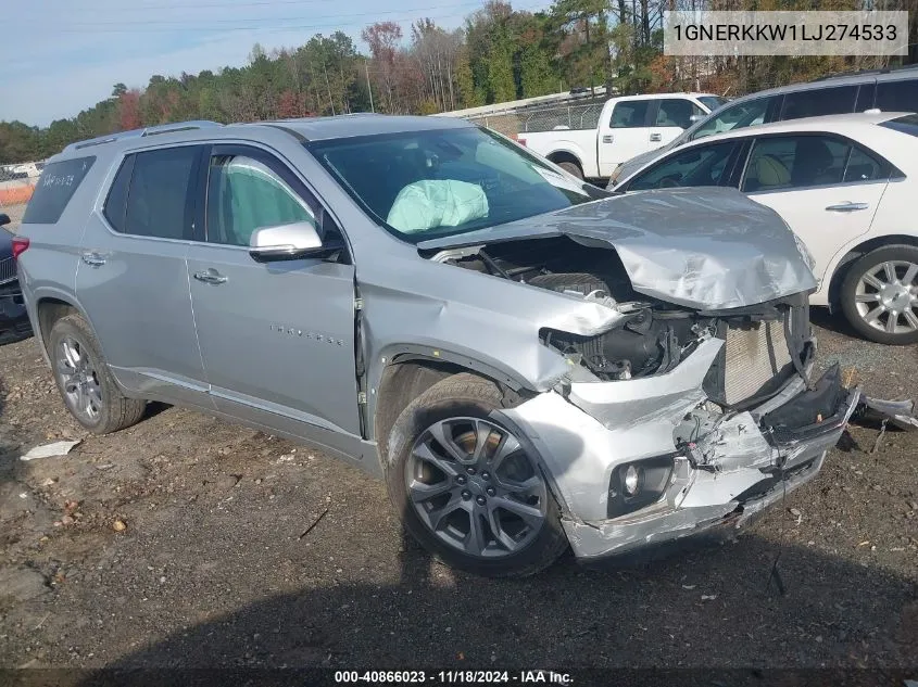 2020 Chevrolet Traverse Fwd Premier VIN: 1GNERKKW1LJ274533 Lot: 40866023