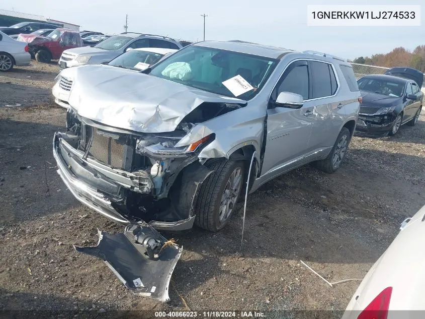 2020 Chevrolet Traverse Fwd Premier VIN: 1GNERKKW1LJ274533 Lot: 40866023