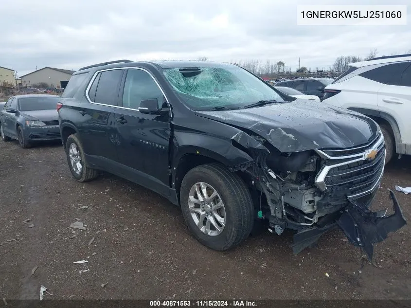 2020 Chevrolet Traverse Fwd Lt Cloth VIN: 1GNERGKW5LJ251060 Lot: 40871553