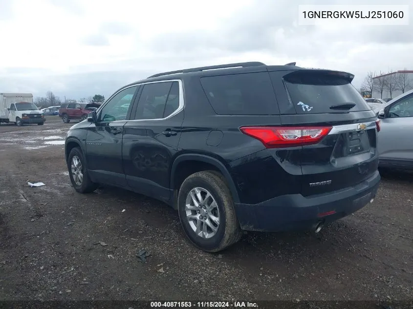 2020 Chevrolet Traverse Fwd Lt Cloth VIN: 1GNERGKW5LJ251060 Lot: 40871553