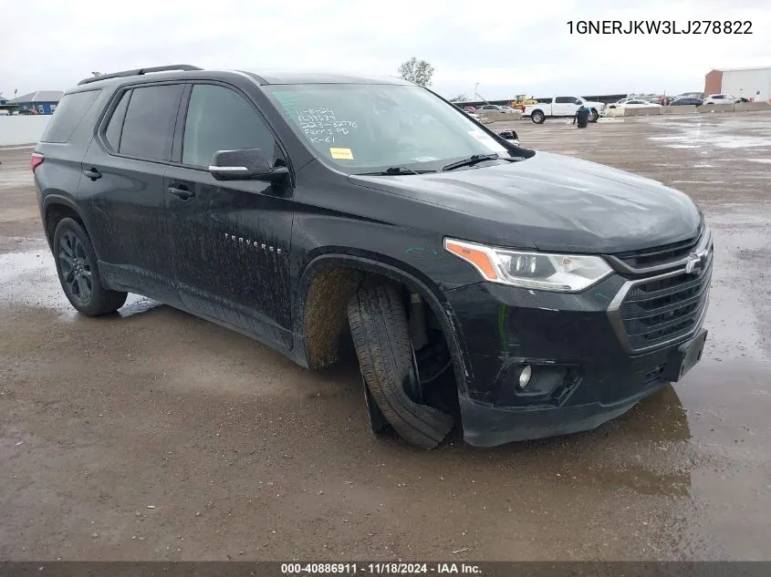 2020 Chevrolet Traverse Fwd Rs VIN: 1GNERJKW3LJ278822 Lot: 40886911