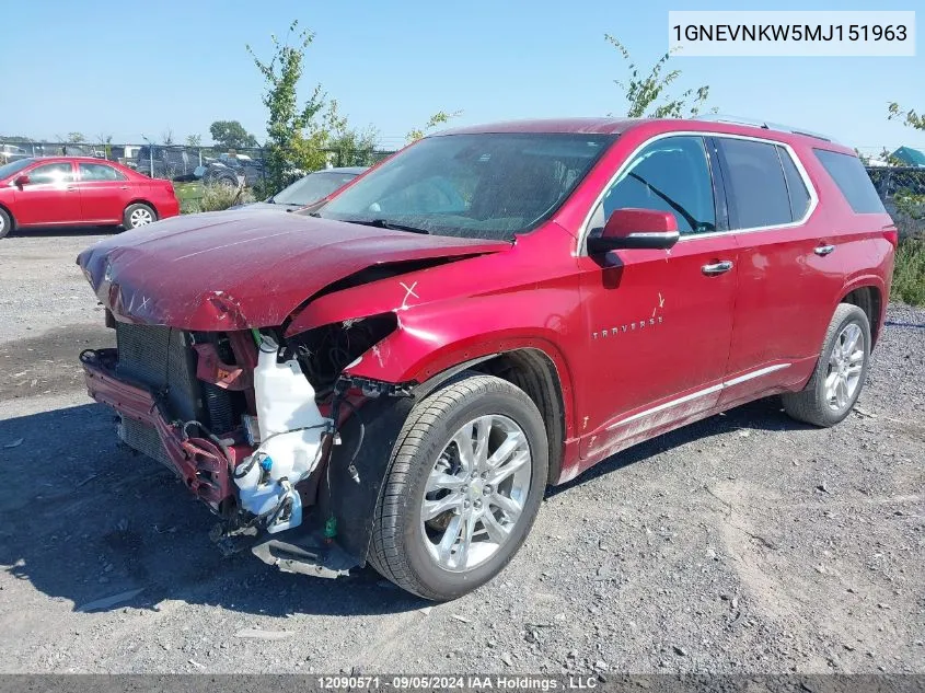 2021 Chevrolet Traverse VIN: 1GNEVNKW5MJ151963 Lot: 12090571