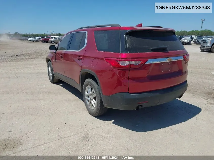 2021 Chevrolet Traverse Fwd Lt Cloth VIN: 1GNERGKW5MJ238343 Lot: 39413343