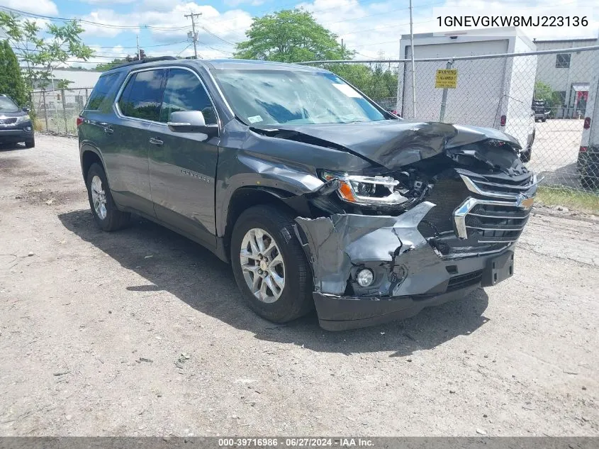 1GNEVGKW8MJ223136 2021 Chevrolet Traverse Awd Lt Cloth