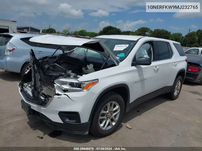 2021 Chevrolet Traverse Ls VIN: 1GNERFKW9MJ232765 Lot: 39948078