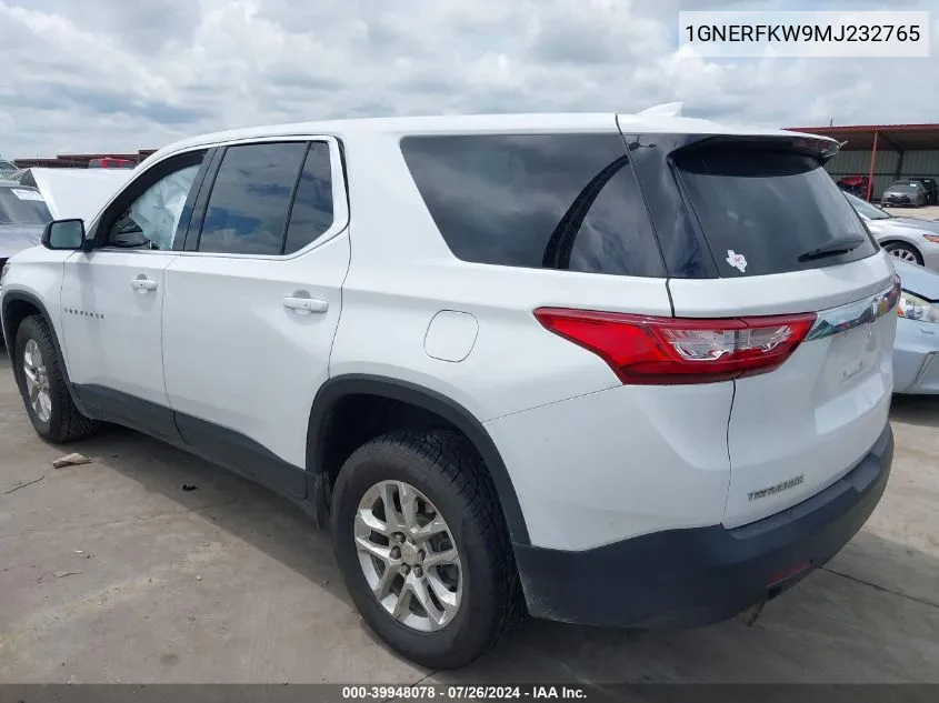 2021 Chevrolet Traverse Ls VIN: 1GNERFKW9MJ232765 Lot: 39948078