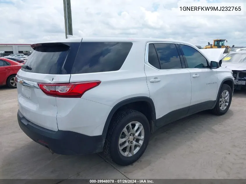 1GNERFKW9MJ232765 2021 Chevrolet Traverse Ls