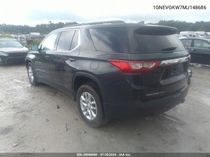 2021 Chevrolet Traverse Awd Lt Cloth VIN: 1GNEVGKW7MJ148686 Lot: 39956890