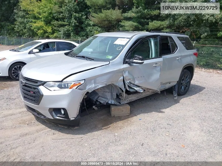 2021 Chevrolet Traverse Awd Rs VIN: 1GNEVJKW3MJ229729 Lot: 39985473