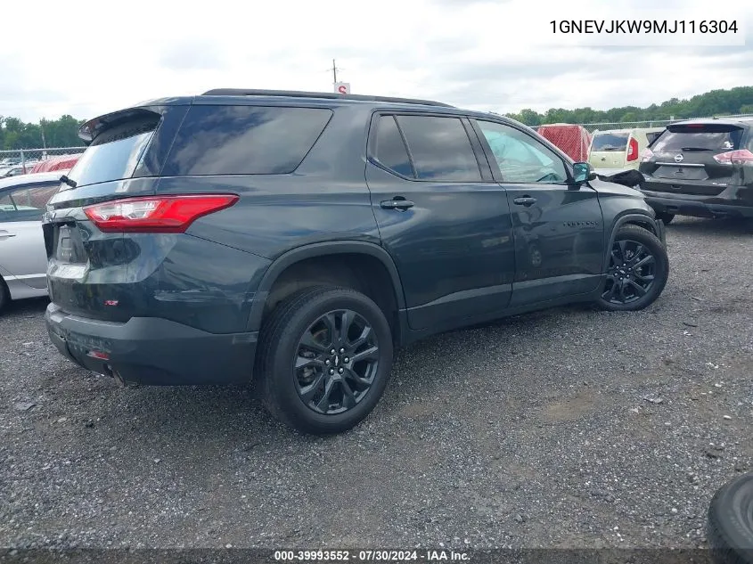 2021 Chevrolet Traverse Awd Rs VIN: 1GNEVJKW9MJ116304 Lot: 39993552