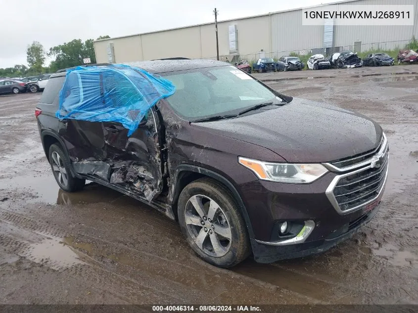 2021 Chevrolet Traverse Awd Lt Leather VIN: 1GNEVHKWXMJ268911 Lot: 40046314