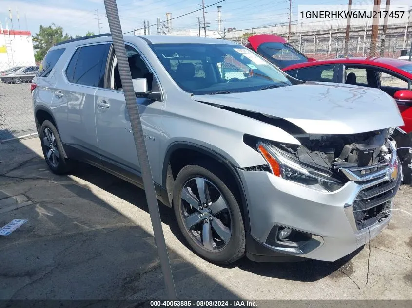 2021 Chevrolet Traverse Fwd Lt Leather VIN: 1GNERHKW6MJ217457 Lot: 40053885