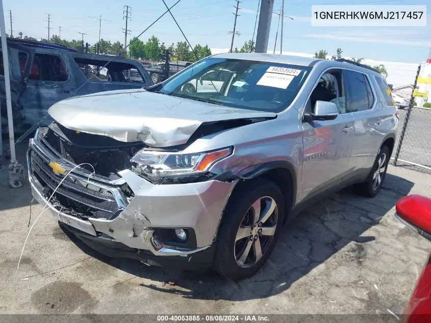 1GNERHKW6MJ217457 2021 Chevrolet Traverse Fwd Lt Leather