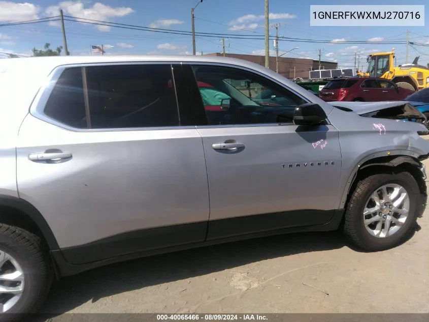 2021 Chevrolet Traverse Fwd Ls VIN: 1GNERFKWXMJ270716 Lot: 40065466