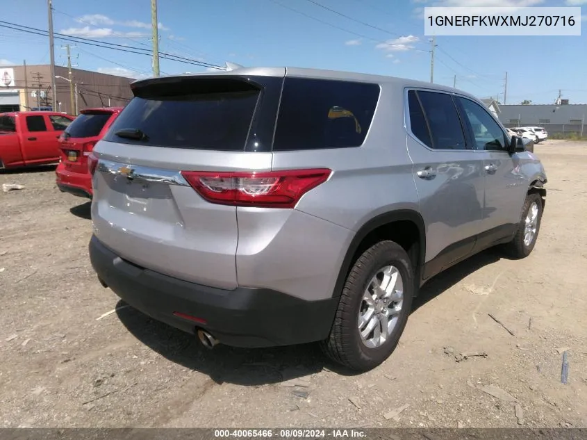 2021 Chevrolet Traverse Fwd Ls VIN: 1GNERFKWXMJ270716 Lot: 40065466