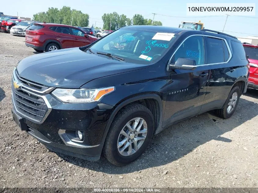 2021 Chevrolet Traverse Awd Lt Cloth VIN: 1GNEVGKW0MJ209957 Lot: 40088386