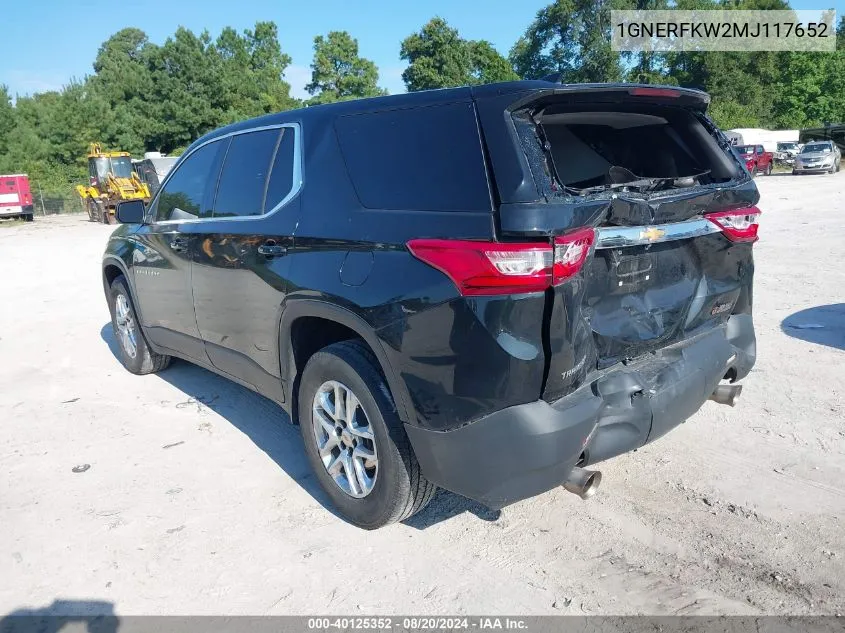 2021 Chevrolet Traverse Ls VIN: 1GNERFKW2MJ117652 Lot: 40125352