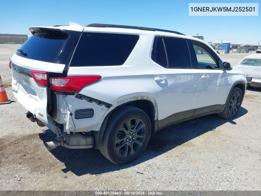 2021 Chevrolet Traverse Fwd Rs VIN: 1GNERJKW5MJ252501 Lot: 40125443