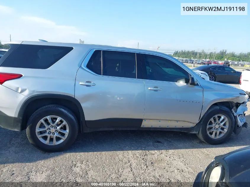 2021 Chevrolet Traverse Fwd Ls VIN: 1GNERFKW2MJ191198 Lot: 40165198