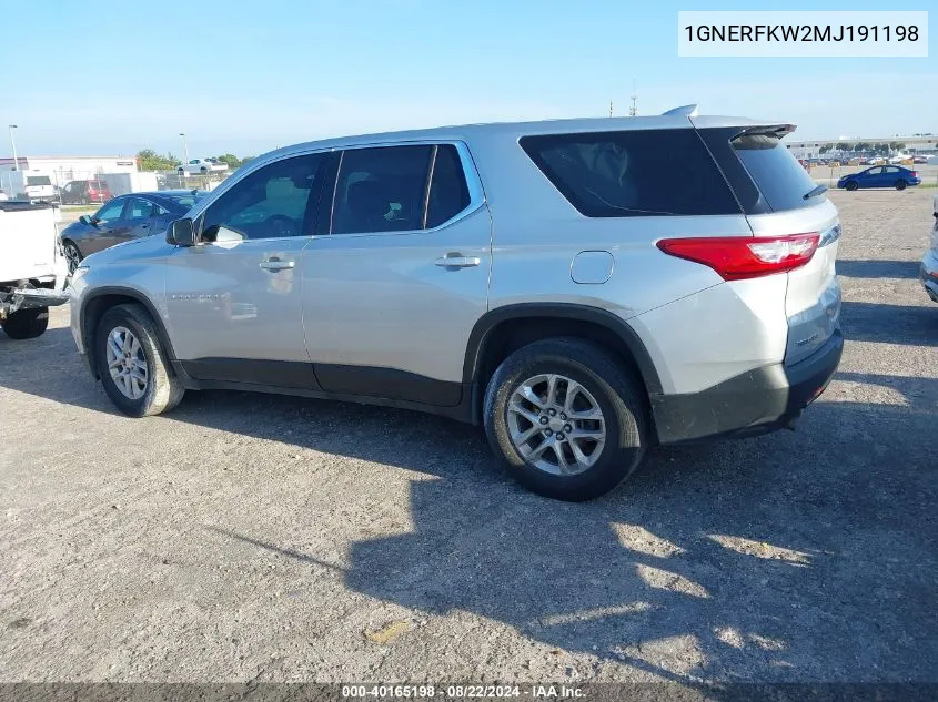 2021 Chevrolet Traverse Fwd Ls VIN: 1GNERFKW2MJ191198 Lot: 40165198