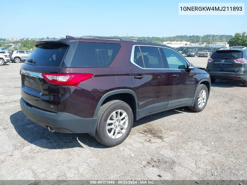 2021 Chevrolet Traverse Fwd Lt Cloth VIN: 1GNERGKW4MJ211893 Lot: 40171945