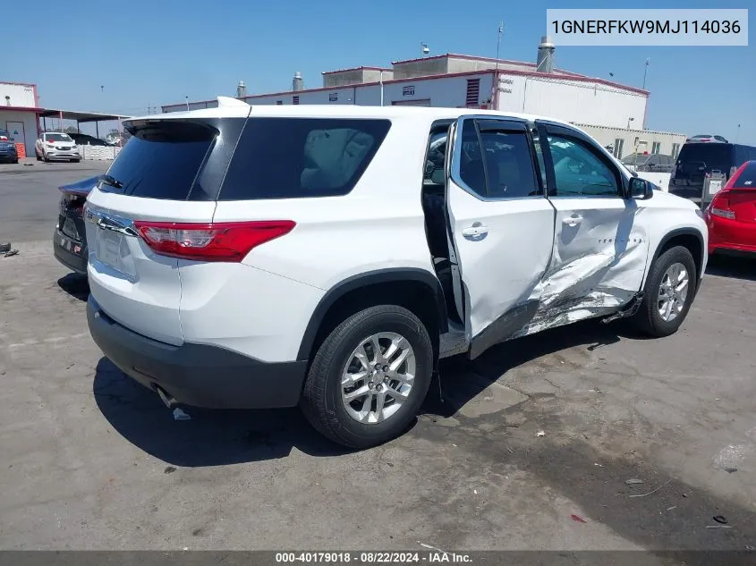 1GNERFKW9MJ114036 2021 Chevrolet Traverse Fwd Ls