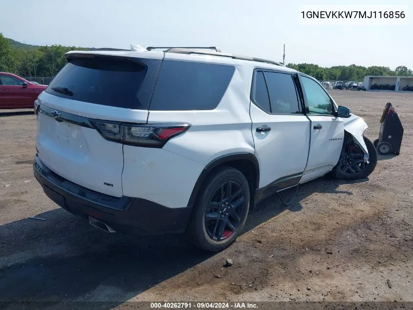 2021 Chevrolet Traverse Awd Premier VIN: 1GNEVKKW7MJ116856 Lot: 40262791