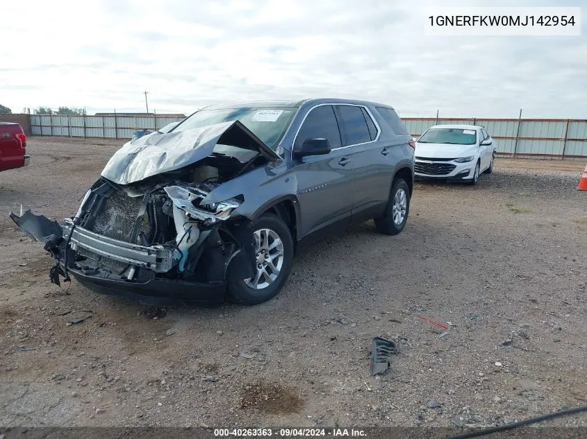 2021 Chevrolet Traverse Ls VIN: 1GNERFKW0MJ142954 Lot: 40263363