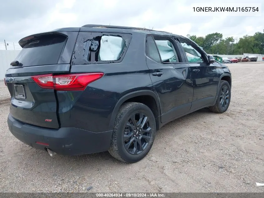 2021 Chevrolet Traverse Fwd Rs VIN: 1GNERJKW4MJ165754 Lot: 40264934