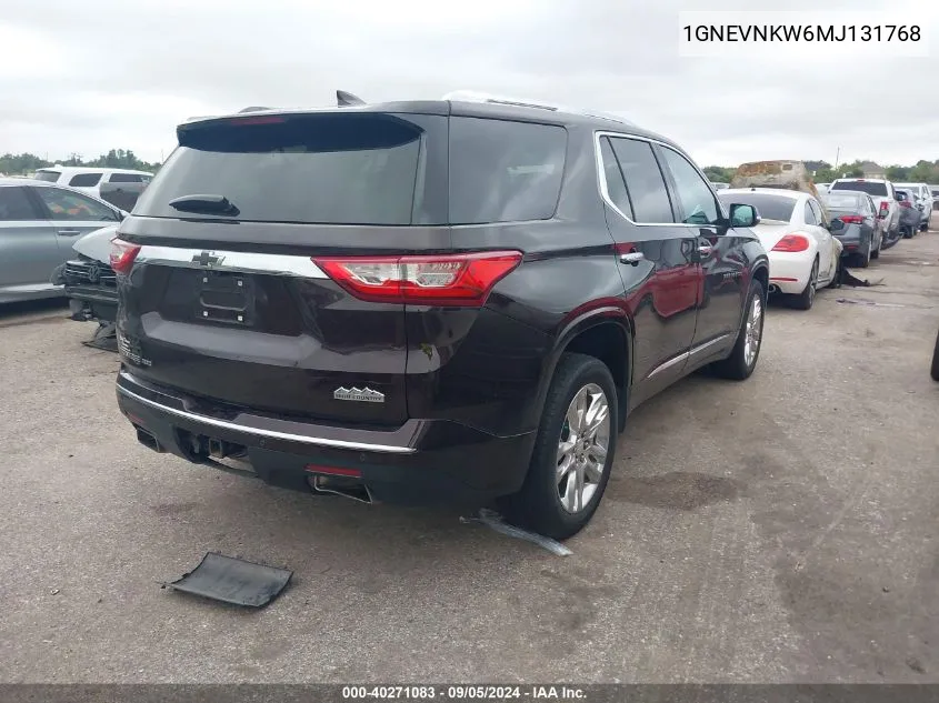 2021 Chevrolet Traverse High Country VIN: 1GNEVNKW6MJ131768 Lot: 40271083