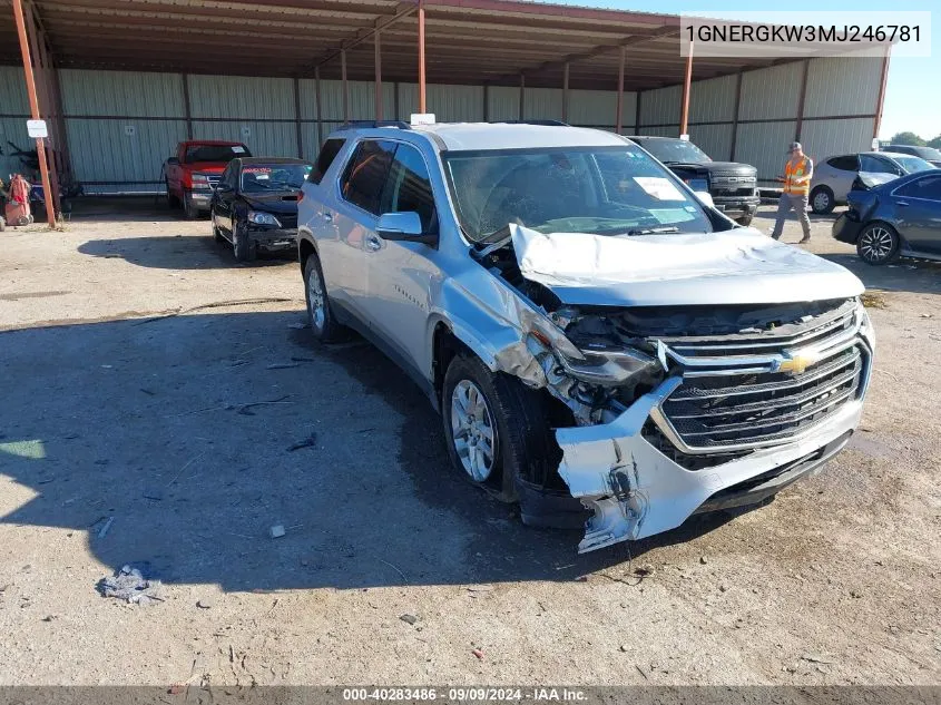 2021 Chevrolet Traverse Fwd Lt Cloth VIN: 1GNERGKW3MJ246781 Lot: 40283486