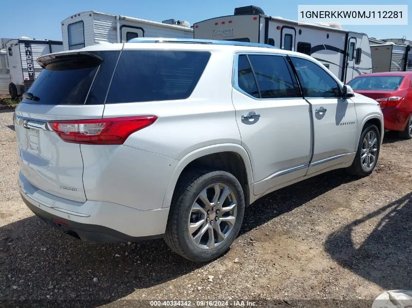 2021 Chevrolet Traverse Fwd Premier VIN: 1GNERKKW0MJ112281 Lot: 40334342