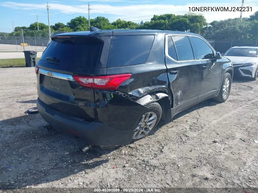 2021 Chevrolet Traverse Ls VIN: 1GNERFKW0MJ242231 Lot: 40390009