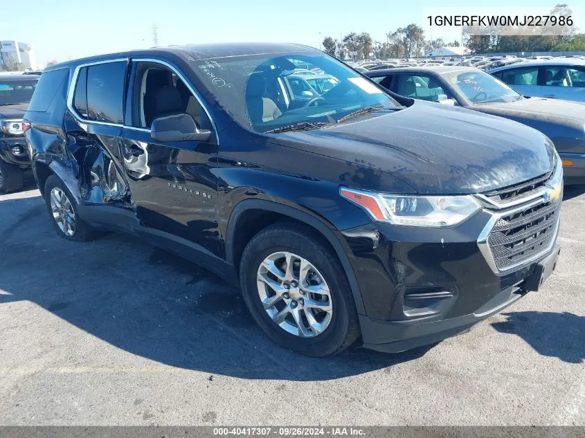 2021 Chevrolet Traverse Ls VIN: 1GNERFKW0MJ227986 Lot: 40417307