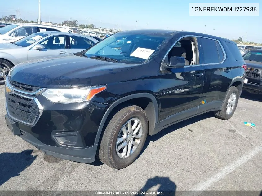 2021 Chevrolet Traverse Ls VIN: 1GNERFKW0MJ227986 Lot: 40417307