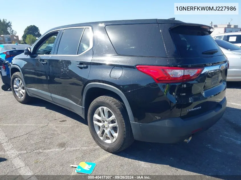 1GNERFKW0MJ227986 2021 Chevrolet Traverse Ls