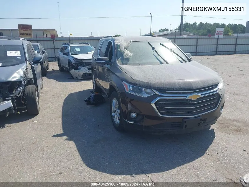 2021 Chevrolet Traverse Fwd Lt Cloth VIN: 1GNERGKWXMJ155331 Lot: 40425188