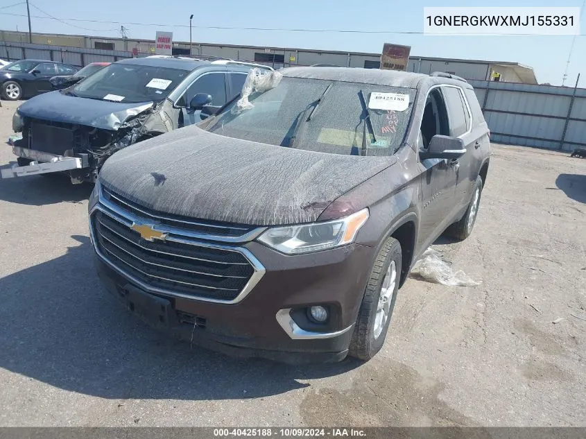 2021 Chevrolet Traverse Fwd Lt Cloth VIN: 1GNERGKWXMJ155331 Lot: 40425188