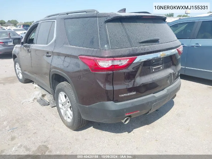 2021 Chevrolet Traverse Fwd Lt Cloth VIN: 1GNERGKWXMJ155331 Lot: 40425188