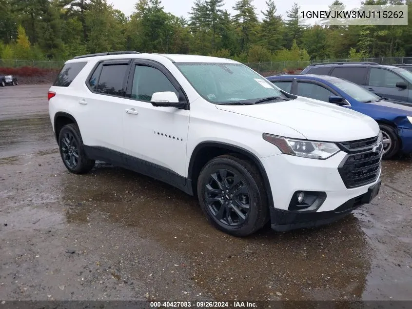 2021 Chevrolet Traverse Awd Rs VIN: 1GNEVJKW3MJ115262 Lot: 40427083