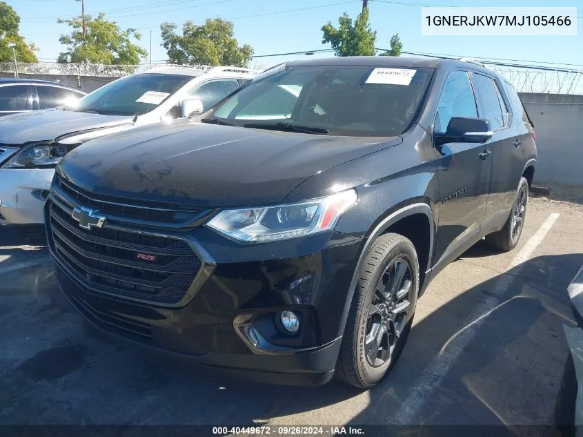 2021 Chevrolet Traverse Fwd Rs VIN: 1GNERJKW7MJ105466 Lot: 40449672