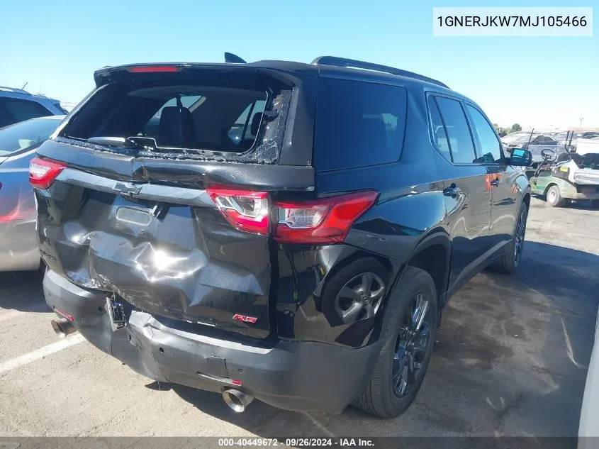 2021 Chevrolet Traverse Fwd Rs VIN: 1GNERJKW7MJ105466 Lot: 40449672