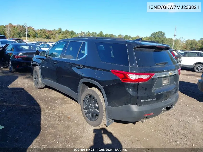 2021 Chevrolet Traverse Awd Lt Cloth VIN: 1GNEVGKW7MJ233821 Lot: 40511428