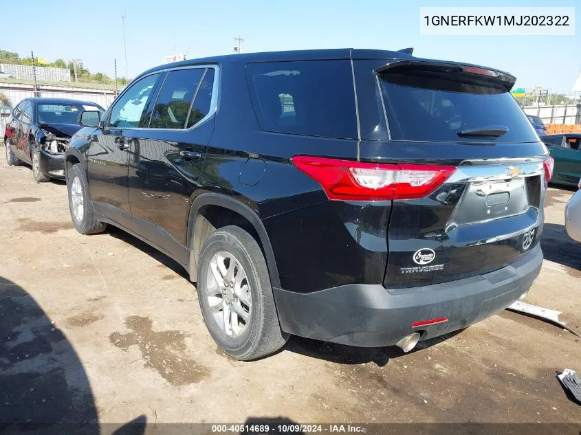 2021 Chevrolet Traverse Ls VIN: 1GNERFKW1MJ202322 Lot: 40514689