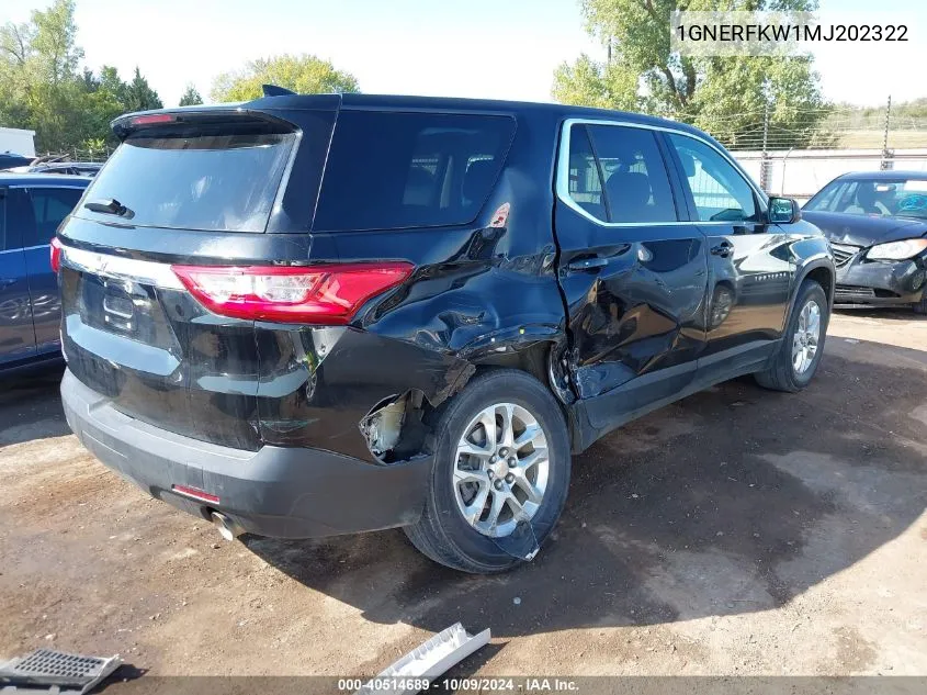 2021 Chevrolet Traverse Ls VIN: 1GNERFKW1MJ202322 Lot: 40514689