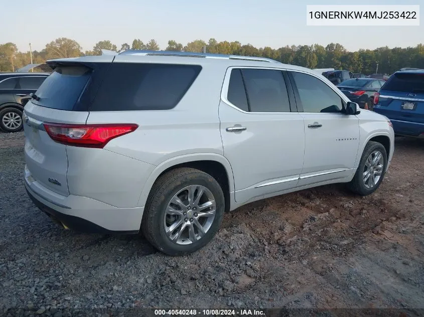 2021 Chevrolet Traverse Fwd High Country VIN: 1GNERNKW4MJ253422 Lot: 40540248